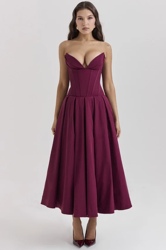 Lady Wine Strapless Midi Dress Lady Wine Strapless Midi Dress