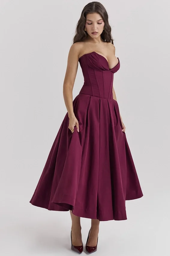 Lady Wine Strapless Midi Dress Lady Wine Strapless Midi Dress