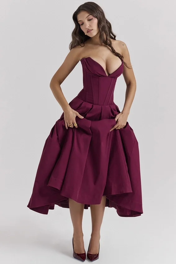 Lady Wine Strapless Midi Dress Lady Wine Strapless Midi Dress