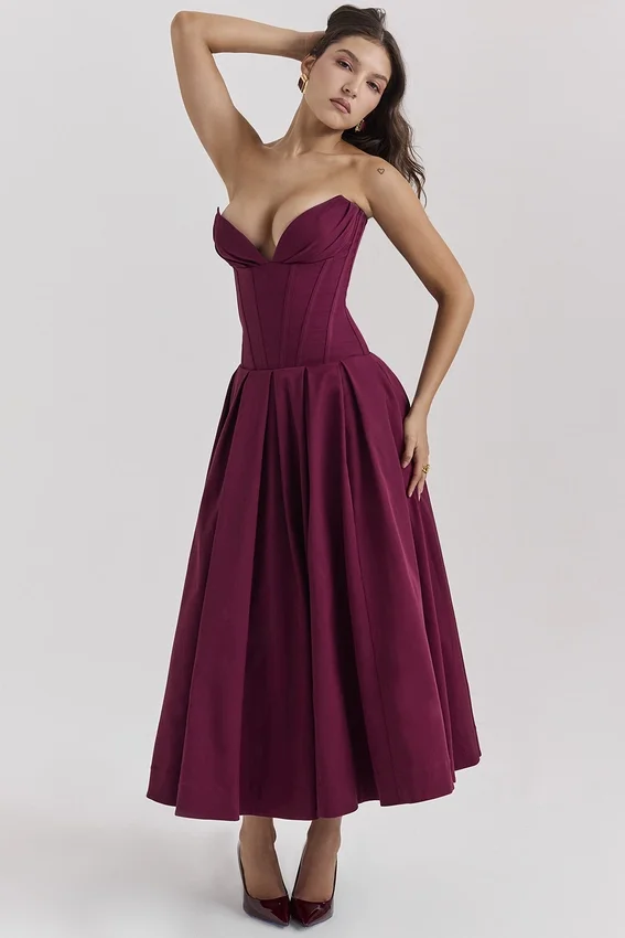 Lady Wine Strapless Midi Dress Lady Wine Strapless Midi Dress