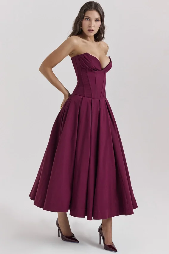 Lady Wine Strapless Midi Dress Lady Wine Strapless Midi Dress