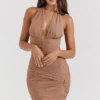 Laetitia Hazelnut Gathered Mini Dress Laetitia Hazelnut Gathered Mini Dress