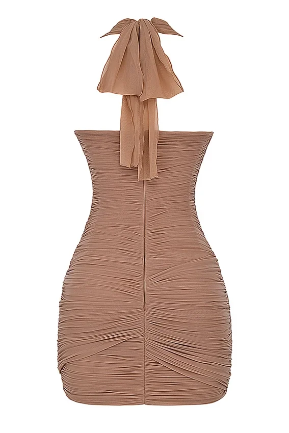Laetitia Hazelnut Gathered Mini Dress Laetitia Hazelnut Gathered Mini Dress