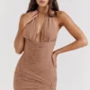 Laetitia Hazelnut Gathered Mini Dress Laetitia Hazelnut Gathered Mini Dress