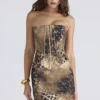 Laila Leopard Print Satin Strapless Mini Dress Laila Leopard Print Satin Strapless Mini Dress
