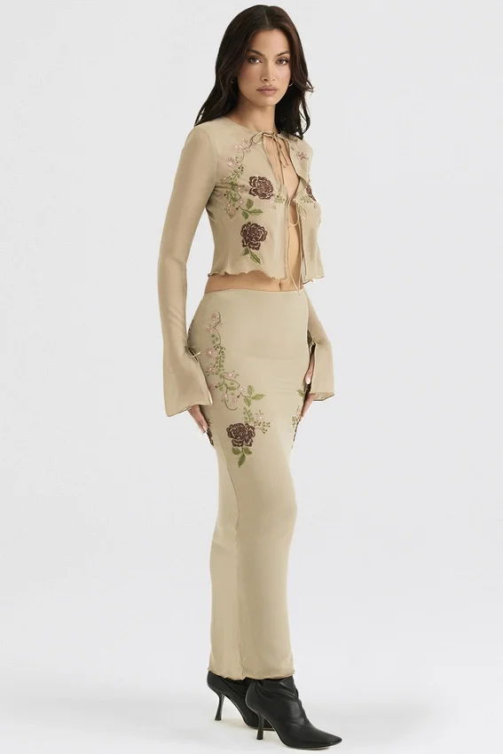 Lailah Artichoke Floral Maxi Skirt Lailah Artichoke Floral Maxi Skirt