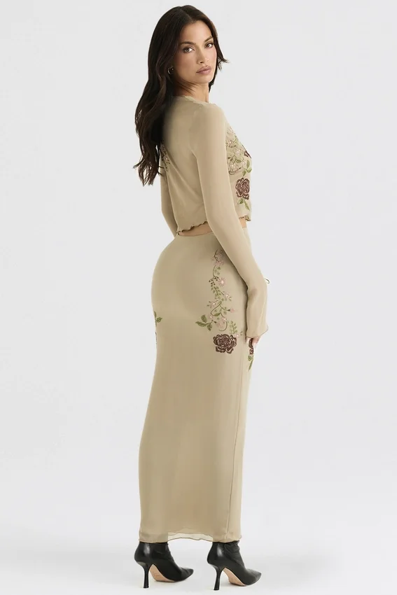Lailah Artichoke Floral Maxi Skirt Lailah Artichoke Floral Maxi Skirt