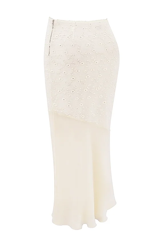 Lana Vintage Cream Cotton Broderie Anglais Maxi Skirt Lana Vintage Cream Cotton Broderie Anglais Maxi Skirt