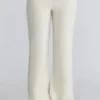 Lara Ivory Merino Wool Ribbed Knit Trousers