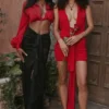 Laraine Cherry Silk Blouson Top