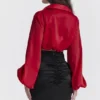 Laraine Cherry Silk Blouson Top