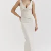 Laria Ecru Vegan Leather Maxi Dress Laria Ecru Vegan Leather Maxi Dress