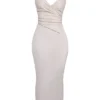 Laria Ecru Vegan Leather Maxi Dress Laria Ecru Vegan Leather Maxi Dress