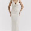 Laria Ecru Vegan Leather Maxi Dress Laria Ecru Vegan Leather Maxi Dress
