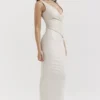 Laria Ecru Vegan Leather Maxi Dress Laria Ecru Vegan Leather Maxi Dress