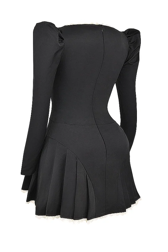Larisa Black & Cream Pleated Mini Dress Larisa Black & Cream Pleated Mini Dress