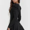 Larisa Black & Cream Pleated Mini Dress Larisa Black & Cream Pleated Mini Dress