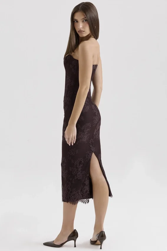 Larra Bitter Chocolate Lace Corset Midi Dress & Bolero Larra Bitter Chocolate Lace Corset Midi Dress & Bolero