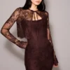 Larra Bitter Chocolate Lace Corset Midi Dress & Bolero Larra Bitter Chocolate Lace Corset Midi Dress & Bolero
