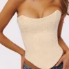 Larra Vintage Ivory Strapless Lace Corset Top Larra Vintage Ivory Strapless Lace Corset Top