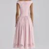 Lauren Pink Cotton Broderie Anglaise Boat Neck Maxi Dress Lauren Pink Cotton Broderie Anglaise Boat Neck Maxi Dress