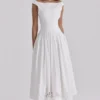 Lauren White Cotton Broderie Anglaise Boat Neck Maxi Dress Lauren White Cotton Broderie Anglaise Boat Neck Maxi Dress