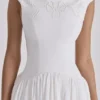 Lauren White Cotton Broderie Anglaise Boat Neck Maxi Dress Lauren White Cotton Broderie Anglaise Boat Neck Maxi Dress