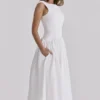Lauren White Cotton Broderie Anglaise Boat Neck Maxi Dress Lauren White Cotton Broderie Anglaise Boat Neck Maxi Dress