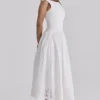 Lauren White Cotton Broderie Anglaise Boat Neck Maxi Dress Lauren White Cotton Broderie Anglaise Boat Neck Maxi Dress