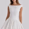 Lauren White Cotton Broderie Anglaise Boat Neck Mini Dress Lauren White Cotton Broderie Anglaise Boat Neck Mini Dress