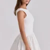 Lauren White Cotton Broderie Anglaise Boat Neck Mini Dress Lauren White Cotton Broderie Anglaise Boat Neck Mini Dress
