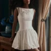 Lauren White Cotton Broderie Anglaise Boat Neck Mini Dress Lauren White Cotton Broderie Anglaise Boat Neck Mini Dress