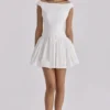Lauren White Cotton Broderie Anglaise Boat Neck Mini Dress Lauren White Cotton Broderie Anglaise Boat Neck Mini Dress