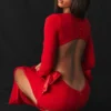 Lavele Red Bow Maxi Dress Lavele Red Bow Maxi Dress