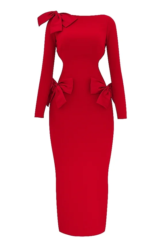 Lavele Red Bow Maxi Dress Lavele Red Bow Maxi Dress