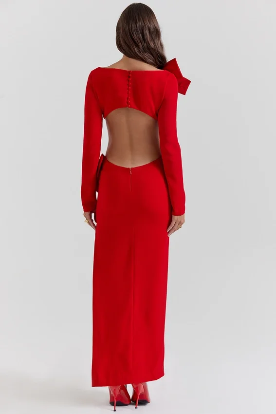 Lavele Red Bow Maxi Dress Lavele Red Bow Maxi Dress