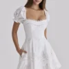 Lavina White Custom Lace + Cotton Broderie Anglaise Mini Dress Lavina White Custom Lace + Cotton Broderie Anglaise Mini Dress