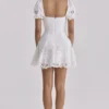 Lavina White Custom Lace + Cotton Broderie Anglaise Mini Dress Lavina White Custom Lace + Cotton Broderie Anglaise Mini Dress