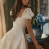 Lavina White Custom Lace + Cotton Broderie Anglaise Mini Dress Lavina White Custom Lace + Cotton Broderie Anglaise Mini Dress