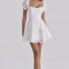 Lavina White Custom Lace + Cotton Broderie Anglaise Mini Dress Lavina White Custom Lace + Cotton Broderie Anglaise Mini Dress