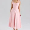 Leia Pink Chiffon Tie Strap Midi Dress Leia Pink Chiffon Tie Strap Midi Dress