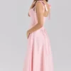 Leia Pink Chiffon Tie Strap Midi Dress Leia Pink Chiffon Tie Strap Midi Dress