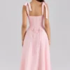 Leia Pink Chiffon Tie Strap Midi Dress Leia Pink Chiffon Tie Strap Midi Dress