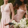 Leia Pink Chiffon Tie Strap Midi Dress Leia Pink Chiffon Tie Strap Midi Dress
