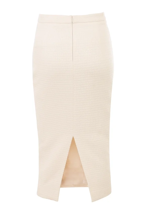 Lena Cream Boucle Pencil Midi Skirt Lena Cream Boucle Pencil Midi Skirt