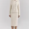 Lena Cream Boucle Pencil Midi Skirt Lena Cream Boucle Pencil Midi Skirt