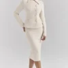 Lena Cream Boucle Pencil Midi Skirt Lena Cream Boucle Pencil Midi Skirt