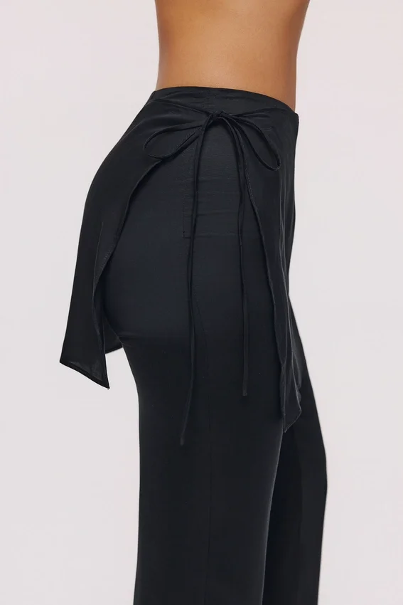 Leona Black Sateen Trousers with Over Skirt Leona Black Sateen Trousers with Over Skirt