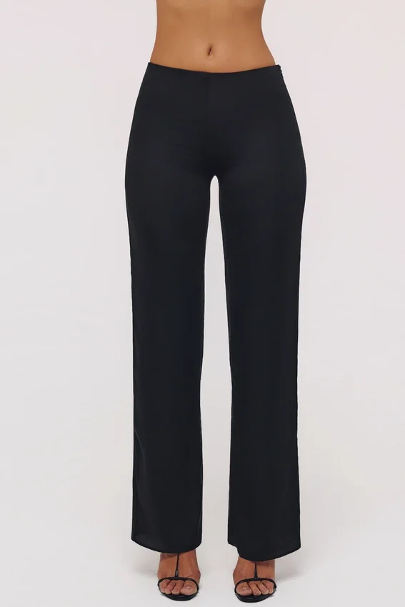 Leona Black Sateen Trousers with Over Skirt Leona Black Sateen Trousers with Over Skirt