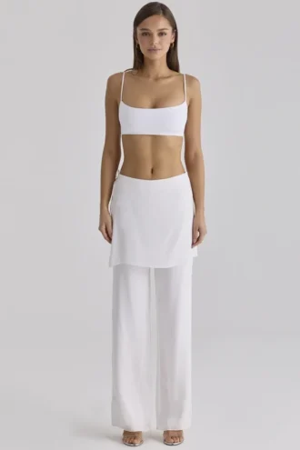 Leona White Sateen Trousers with Over Skirt Leona White Sateen Trousers with Over Skirt